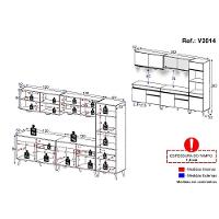 Armário De Cozinha Compacta 302cm Com Leds Veneza Up Multimóveis V2014 Branco/preto Branco/preto