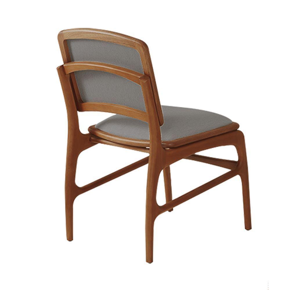 Jogo 2 Cadeiras Para Jantar Florença Madeira Jequitibá Terra Encosto E Assento Em Tecido Linho Cinza - 5