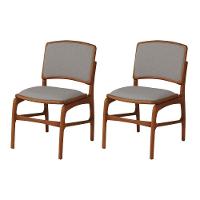 Jogo 2 Cadeiras Para Jantar Florença Madeira Jequitibá Terra Encosto E Assento Em Tecido Linho Cinza - 1