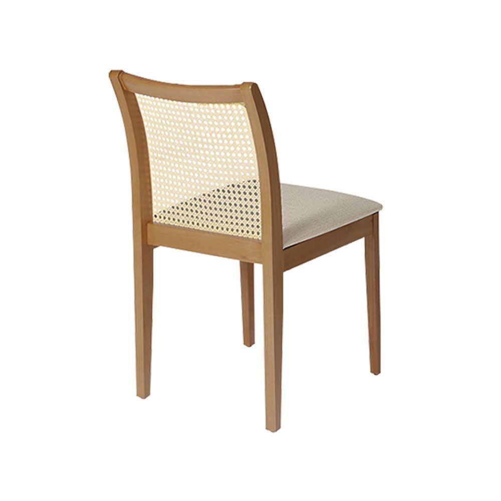 Jogo 8 Cadeiras Para Jantar Juliana Jequitibá Natural Estrutura Em Madeira Maciça Linho Bege - 5