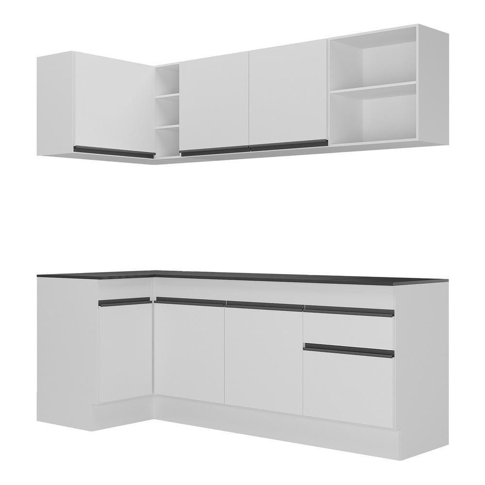 Armário De Cozinha Compacta De Canto Com Rodapé Veneza Multimóveis V2093 Branco/preto Branco/preto - 6