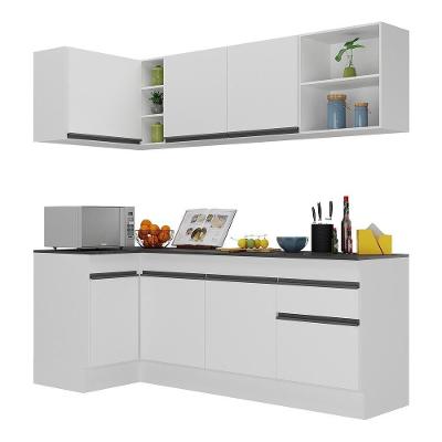 Cozinha Compacta de Canto Veneza V2093 em MDP 90cm Preto e Branco Multimóveis