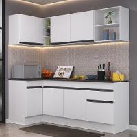 Armário De Cozinha Compacta De Canto Com Rodapé Veneza Multimóveis V2093 Branco/preto Branco/preto - 5