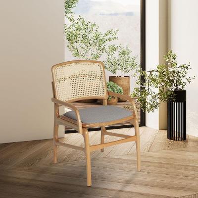 Jogo 6 Cadeiras De Jantar Florença Estrutura Em Madeira Jequitibá Natural Braço Encosto Palha Linho Cinza