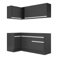 Armário De Cozinha Compacta De Canto Com Rodapé Veneza Multimóveis V2092 Preto/branco Preto/branco - 2