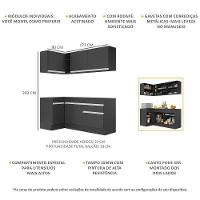 Armário De Cozinha Compacta De Canto Com Rodapé Veneza Multimóveis V2092 Preto/branco Preto/branco - 5