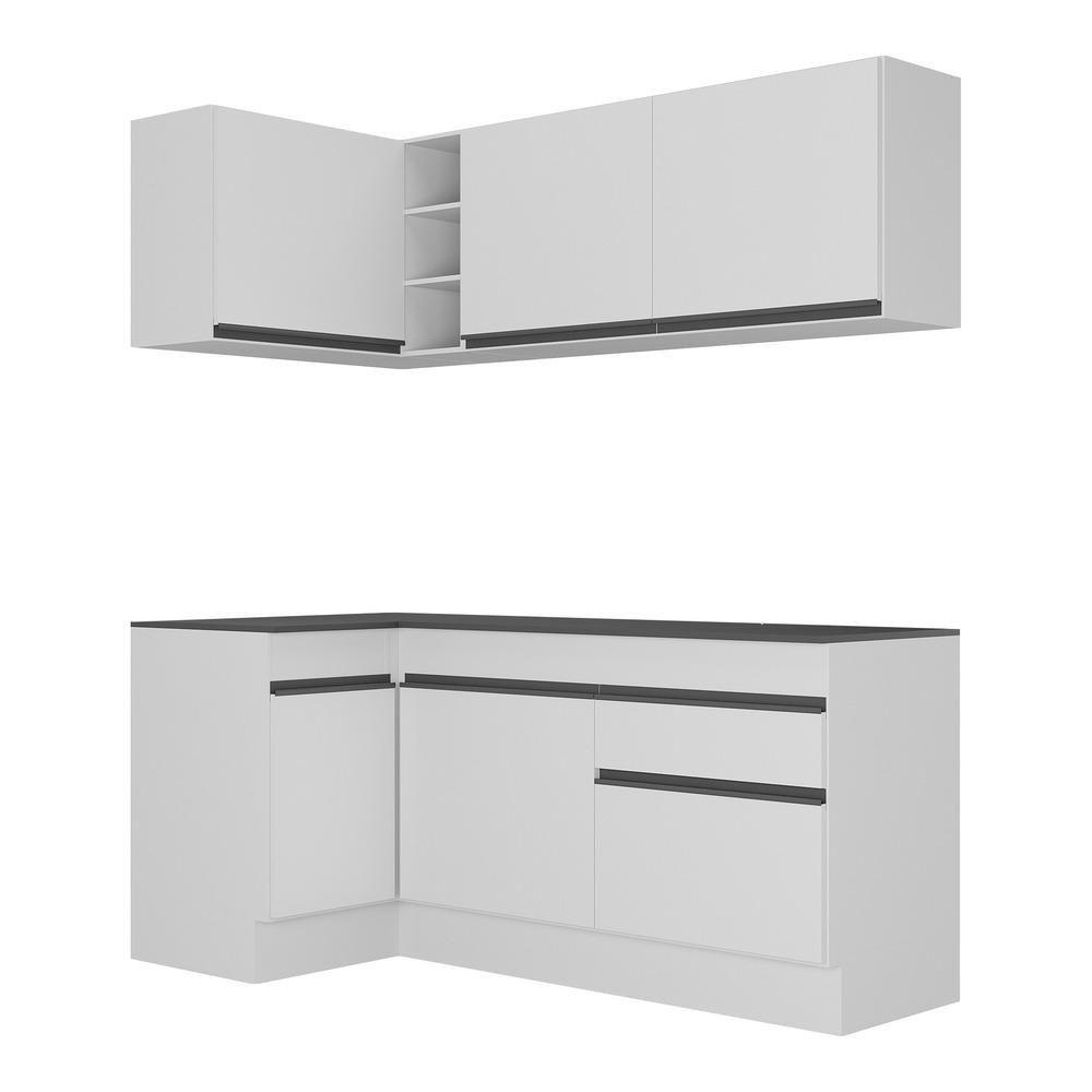 Armário De Cozinha Compacta De Canto Com Rodapé Veneza Multimóveis V2092 Branco/preto Branco/preto - 2