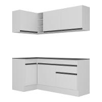 Armário De Cozinha Compacta De Canto Com Rodapé Veneza Multimóveis V2092 Branco/preto Branco/preto - 2