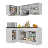 Armário De Cozinha Compacta De Canto Com Rodapé Veneza Multimóveis V2092 Branco/preto Branco/preto - 3