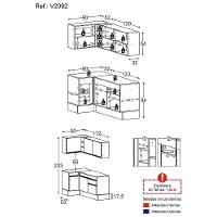 Armário De Cozinha Compacta De Canto Com Rodapé Veneza Multimóveis V2092 Branco/preto Branco/preto