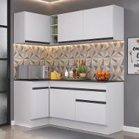 Armário De Cozinha Compacta De Canto Com Rodapé Veneza Multimóveis V2092 Branco/preto Branco/preto - 6