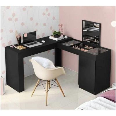 Penteadeira E Escrivaninha De Canto 1 Porta Star Para Quarto Escritório Cor Preto Sj Móves E Decoração