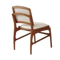 Cadeira De Jantar Florença Madeira Jequitibá Terra Encosto E Assento Em Tecido Linho Bege - 5