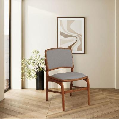 Cadeira Para Jantar Florença Madeira Jequitibá Terra Encosto E Assento Em Tecido Linho Cinza