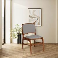 Cadeira Para Jantar Florença Madeira Jequitibá Terra Encosto E Assento Em Tecido Linho Cinza - 1