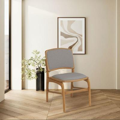 Cadeira Para Jantar Florença Madeira Jequitibá Natural Encosto E Assento Em Tecido Linho Cinza