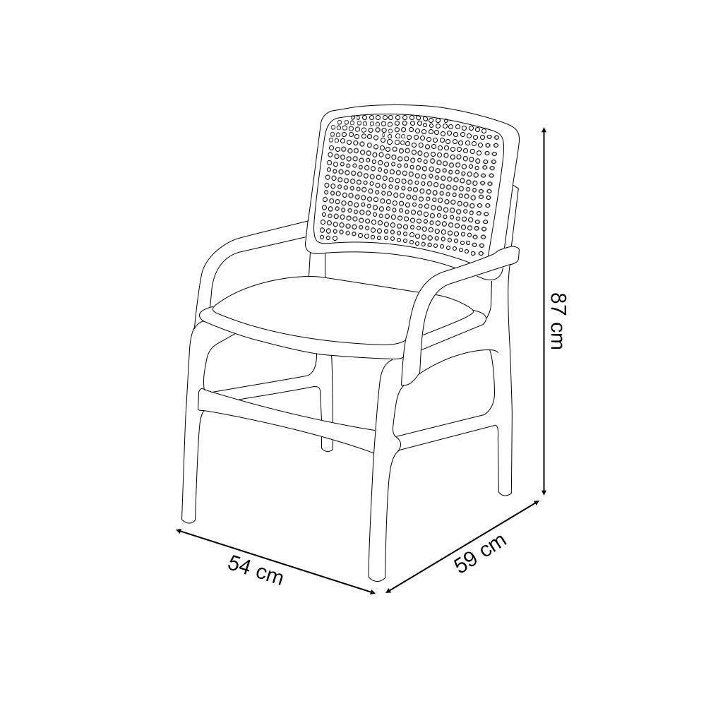 Conjunto 6 Cadeiras De Cozinha Florença Em Madeira Jequitibá Terra Braço Encosto Palha Linho Cinza - 4