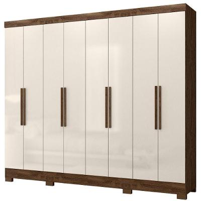Guarda Roupa Casal 6p 236 Cm Diplomata Castanho Wood Off White Moval