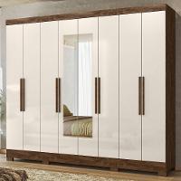 Guarda Roupa Casal Espelho 6 Portas 236 Cm Diplomata Castanho Wood Off White Moval - 2