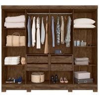 Guarda Roupa Casal Espelho 6 Portas 236 Cm Diplomata Castanho Wood Off White Moval - 5
