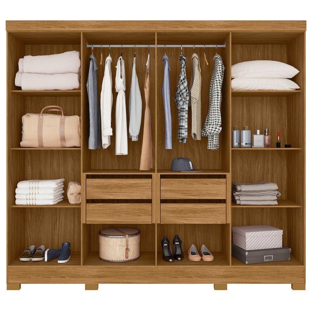 Guarda Roupa Casal Espelho 6 Portas 236 Cm Diplomata Freijo Off White Friso Moval - 5