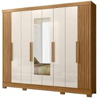 Guarda Roupa Casal Espelho 6 Portas 236 Cm Diplomata Freijo Off White Friso Moval - 1