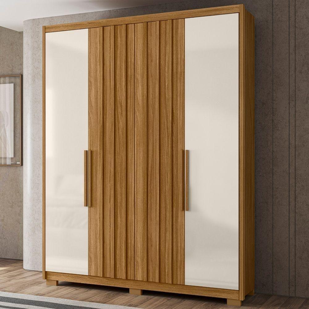 Guarda Roupa Casal 4 Portas 176 Cm California Freijo Off White Moval - 2