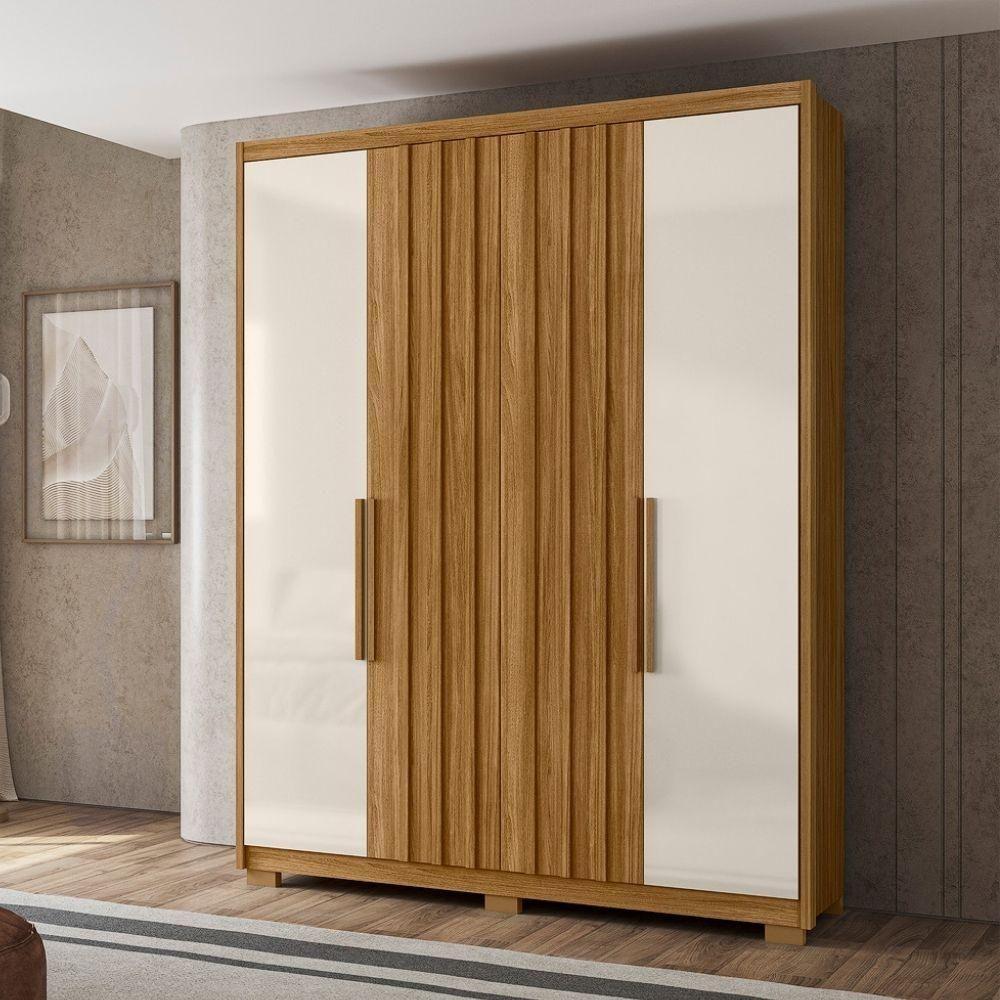 Guarda Roupa Casal 4 Portas 176 Cm California Freijo Off White Moval - 8