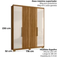 Guarda Roupa Casal 4 Portas 176 Cm California Freijo Off White Moval - 3