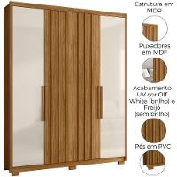 Guarda Roupa Casal 4 Portas 176 Cm California Freijo Off White Moval