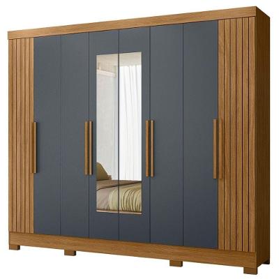 Guarda Roupa Casal Espelho 6p 236 Cm Diplomata Freijo Cinza Friso Moval