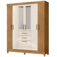 Guarda Roupa Casal Espelho 7 Portas 165 Cm Malta Freijo Off White Friso Moval - 1