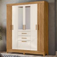 Guarda Roupa Casal Espelho 7 Portas 165 Cm Malta Freijo Off White Friso Moval - 2