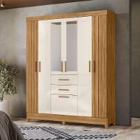 Guarda Roupa Casal Espelho 7 Portas 165 Cm Malta Freijo Off White Friso Moval - 7
