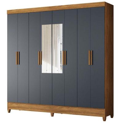 Guarda Roupa Casal Espelho 8p 204 Cm Marajo Freijo Cinza Moval