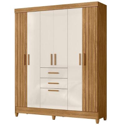 Guarda Roupa Casal 7p 165 Cm Malta Freijo Off White Friso Moval Freijo