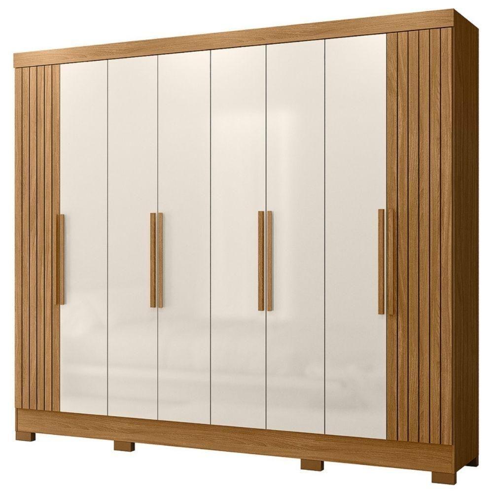 Guarda Roupa Casal 6p 236 Cm Diplomata Freijo Off White Friso Moval - 1