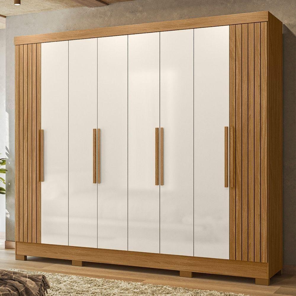 Guarda Roupa Casal 6p 236 Cm Diplomata Freijo Off White Friso Moval - 2