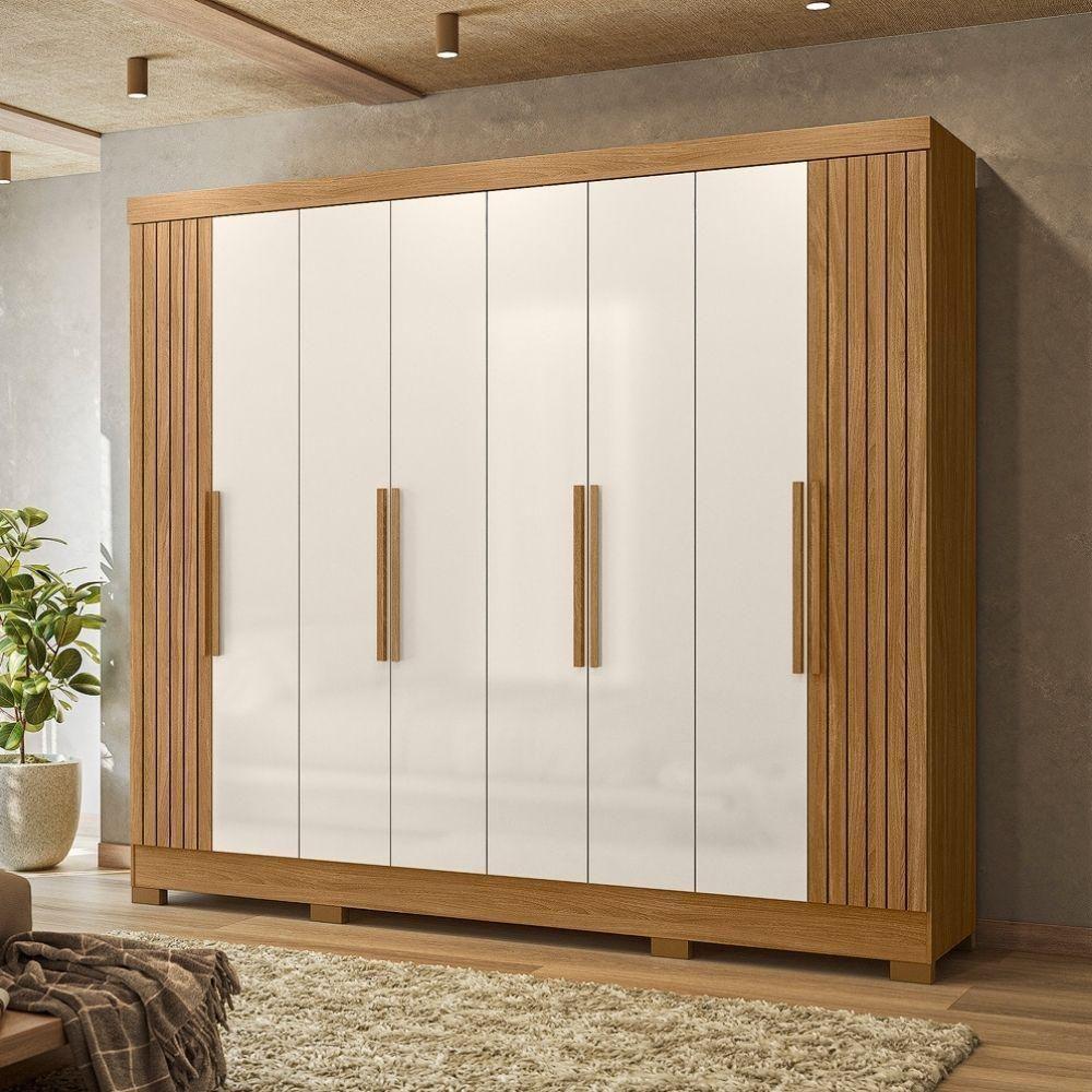 Guarda Roupa Casal 6p 236 Cm Diplomata Freijo Off White Friso Moval - 7