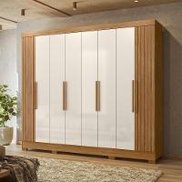 Guarda Roupa Casal 6p 236 Cm Diplomata Freijo Off White Friso Moval - 7