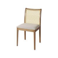 Jogo 6 Cadeiras Para Jantar Juliana Jequitibá Natural Estrutura Em Madeira Maciça Linho Bege - 6
