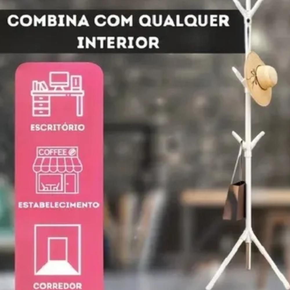 Cabideiro Mancebo Com 9 Ganchos Em Plástico Resistente – Organizador De Roupas, Bolsas E Chapéus Para Quarto E Hall - 4