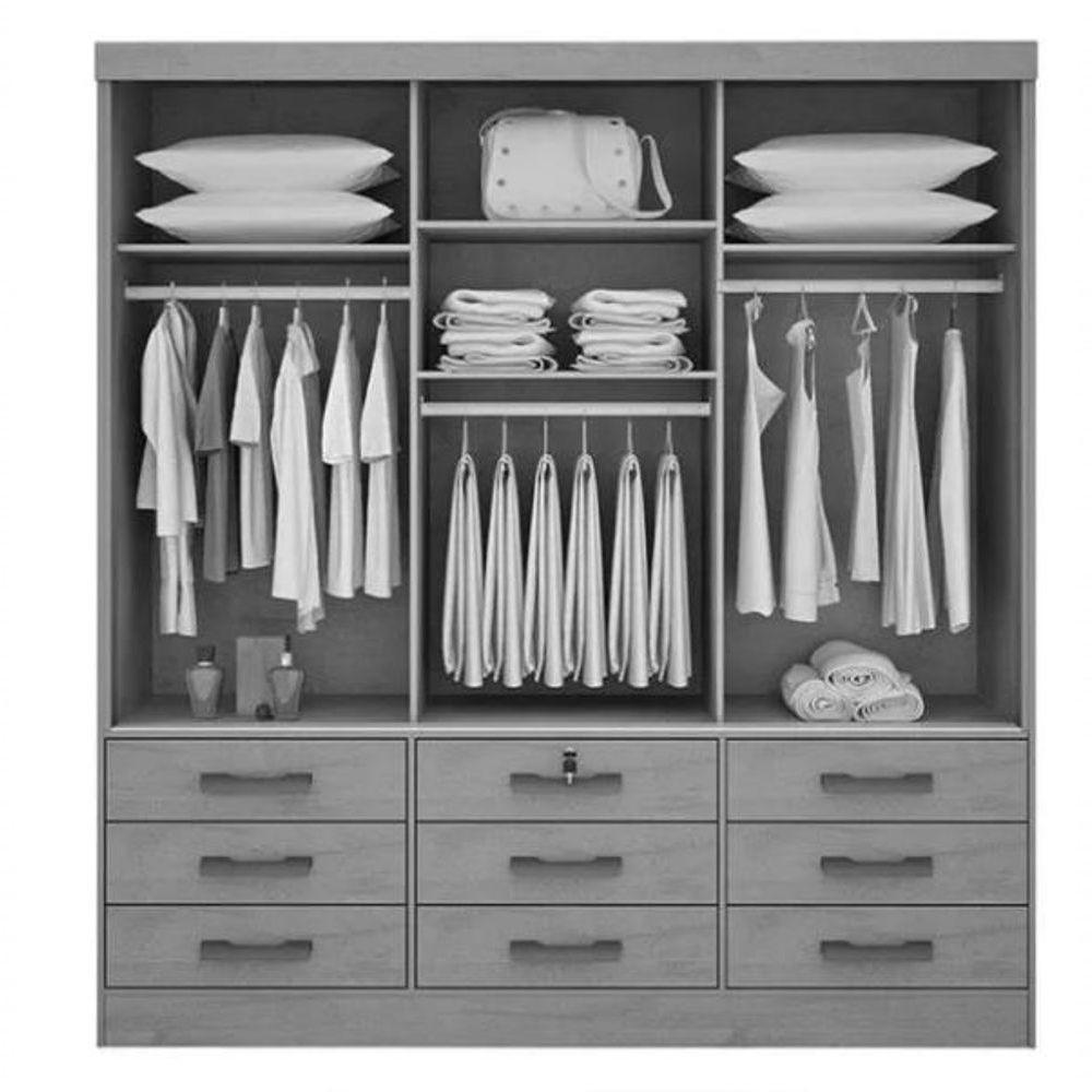 Guarda Roupa Meridian 3 Portas Castanho D Doro Móveis - 2