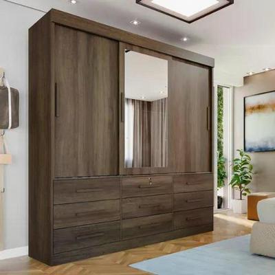 Guarda Roupa Meridian 3 Portas Castanho D Doro Móveis