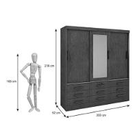 Guarda Roupa Meridian 3 Portas Castanho-off D Doro Móveis - 3