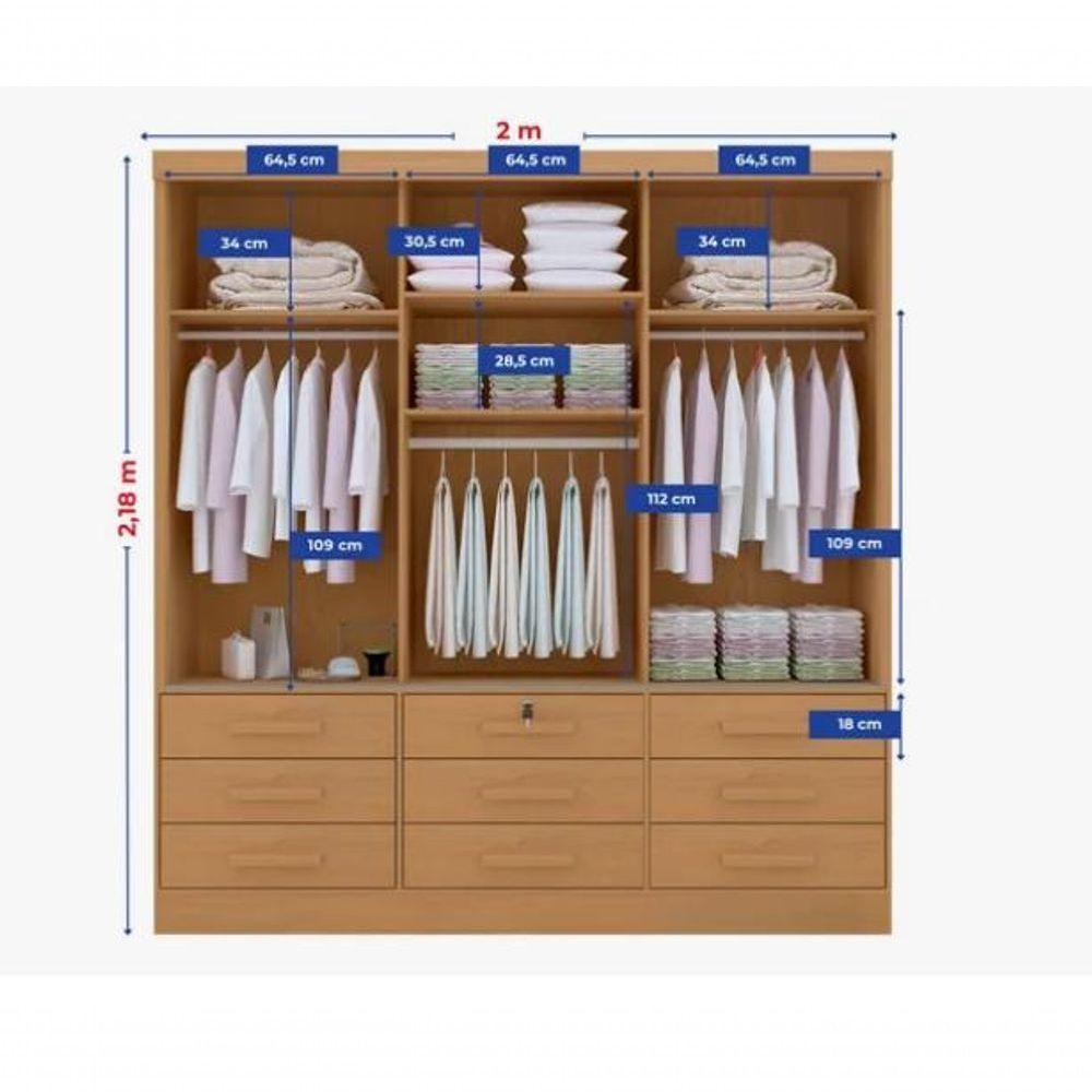 Guarda Roupa Meridian 3 Portas Cinamomo D Doro Móveis - 2