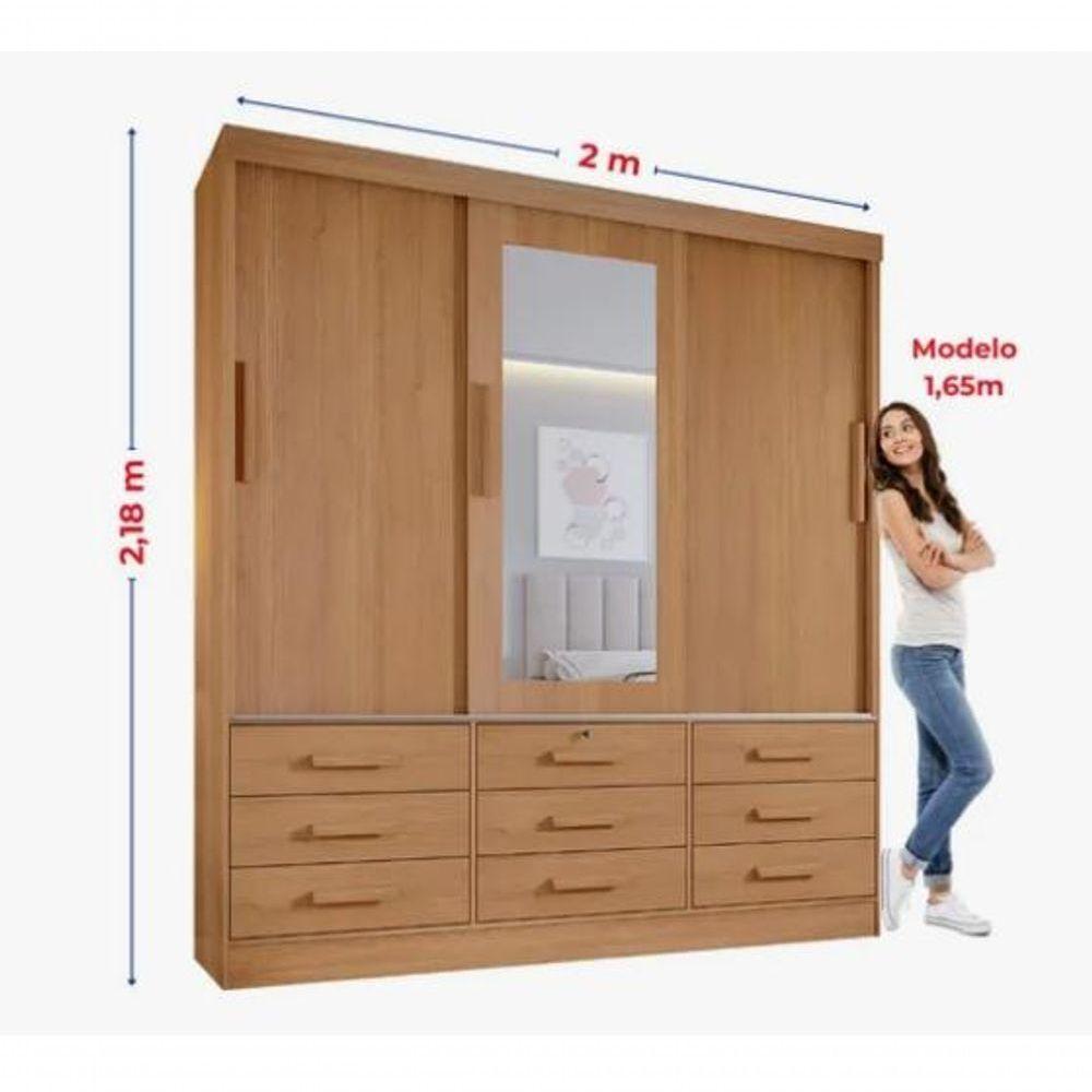 Guarda Roupa Meridian 3 Portas Cinamomo D Doro Móveis - 3
