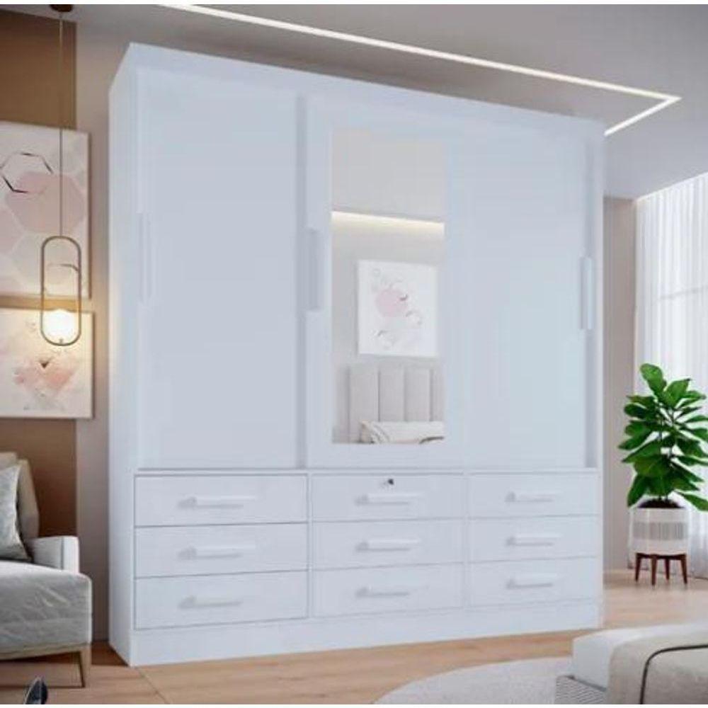 Guarda Roupa Meridian 3 Portas Branco D Doro Móveis - 1