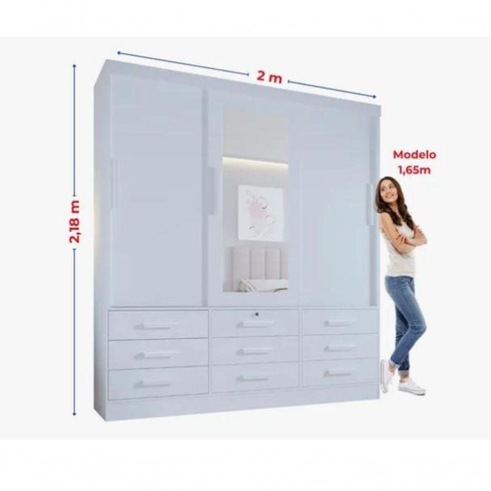 Guarda Roupa Meridian 3 Portas Branco D Doro Móveis - 2