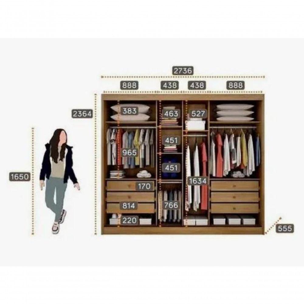 Guarda Roupa Casal 3 Portas 6 Gav Sollo Novo Horizonte. Cumaru - 2